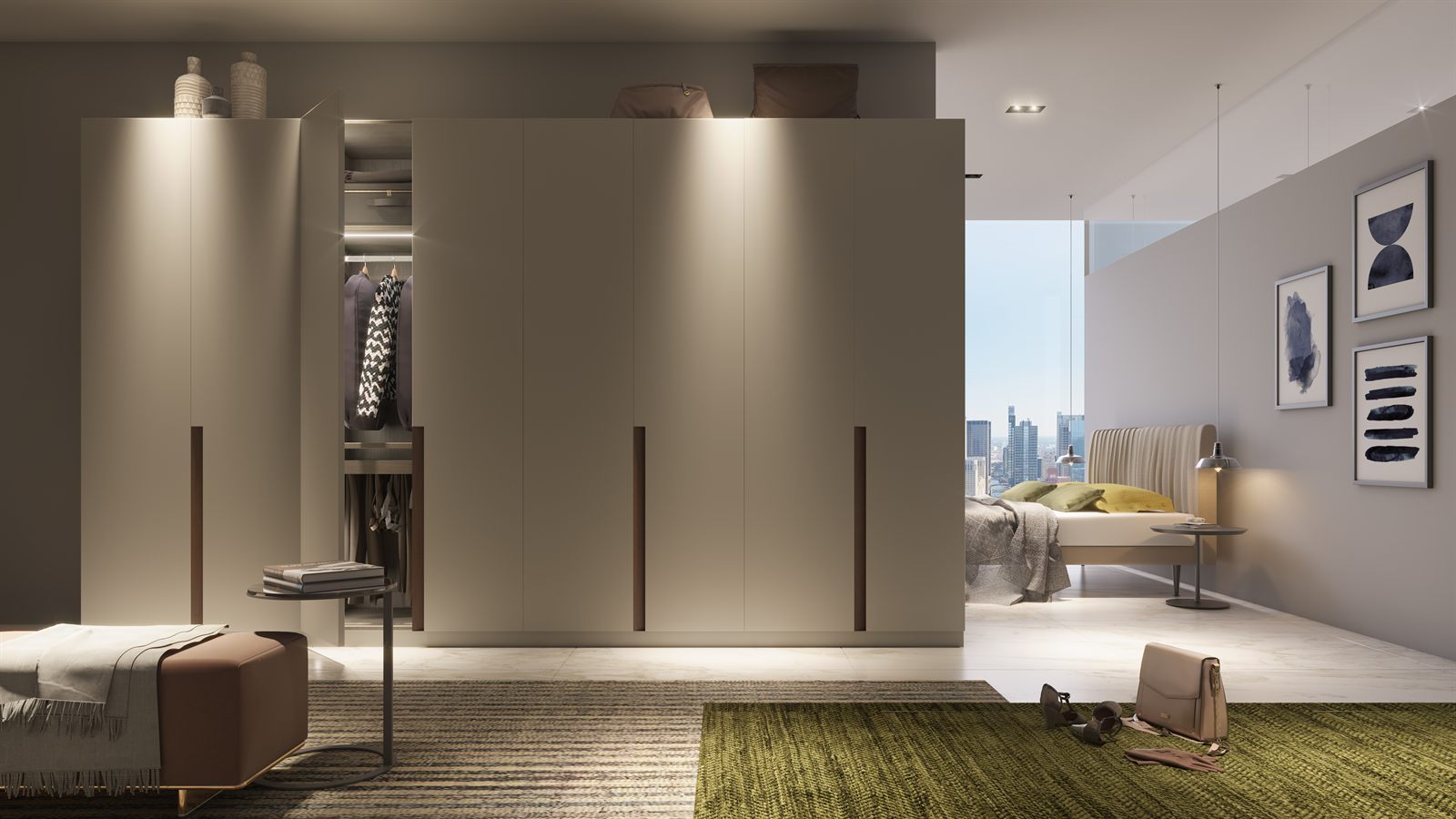 Fluted Finish Hinged Wardrobe