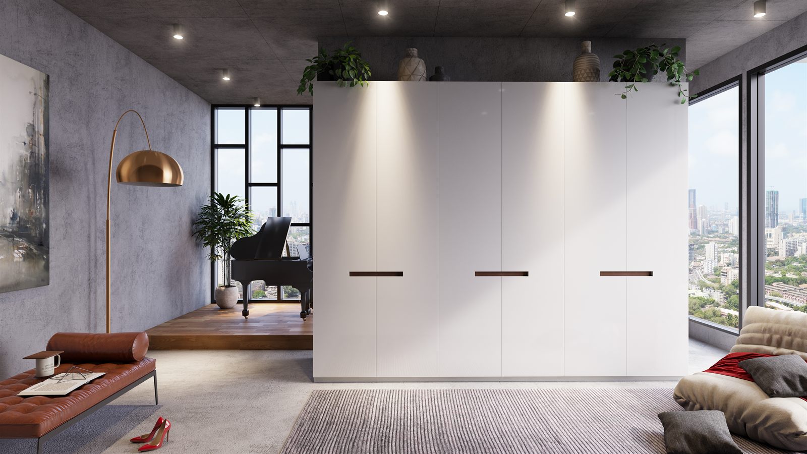 Walk-in Closet with Leatherette Organizers